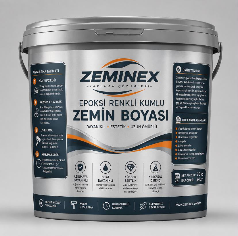 Zeminex Epoksi Renkli Kumlu Zemin Boyası